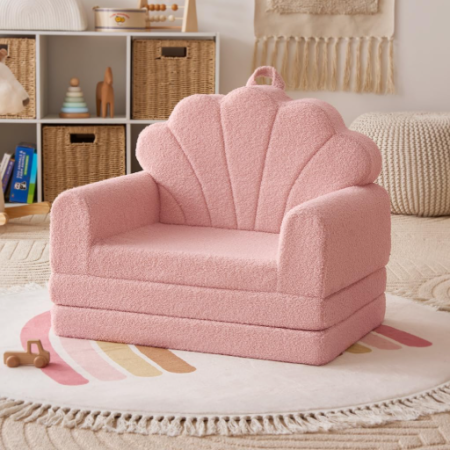 Soft And Cozy 2-In-1 Shell-Pink Children's Sofa