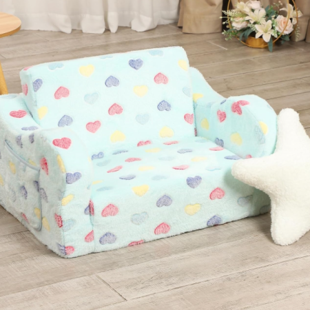 Foldable 2-In-1 Children's Sofa With Star-Shaped Cushion